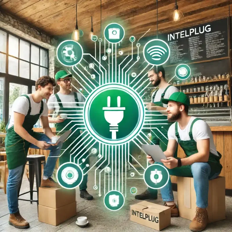 Tecnología moderna para negocios inteligentes, Sistemas de control inteligentes, Soluciones de gestión de la energía, Dispositivos para negocios inteligentes, Control del uso de la electricidad, Soluciones para negocios sostenibles, Integración de dispositivos inteligentes, Eficiencia energética para negocios, Soluciones para negocios inteligentes, intelPlug, intelPlug, Tecnología para negocios inteligentes, Sistema de gestión de la energía, Control de dispositivos inteligentes, Soluciones para negocios ecológicos, Integración de Gig Economy, Reducción de la huella de carbono, Dispositivos para cafeterías inteligentes, Soluciones para negocios sostenibles, Herramientas de automatización empresarial, Tecnología moderna para negocios inteligentes, Cafés, Airbnbs, Espacios de coworking, Bibliotecas.