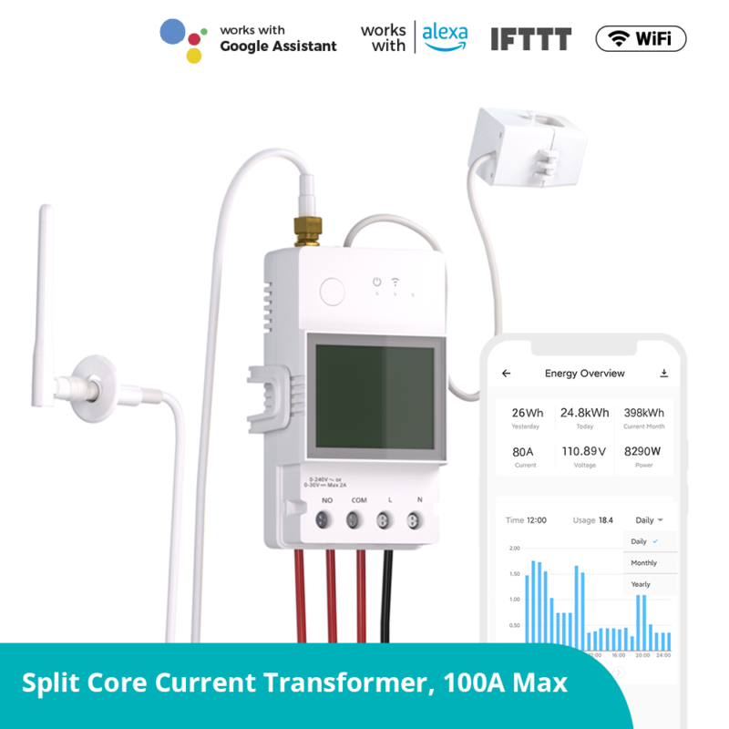 sonoff pow ring 100 Amper 100A Sonoff POW Ring Interruttore per contatore di energia intelligente - Gestione avanzata dell'energia.